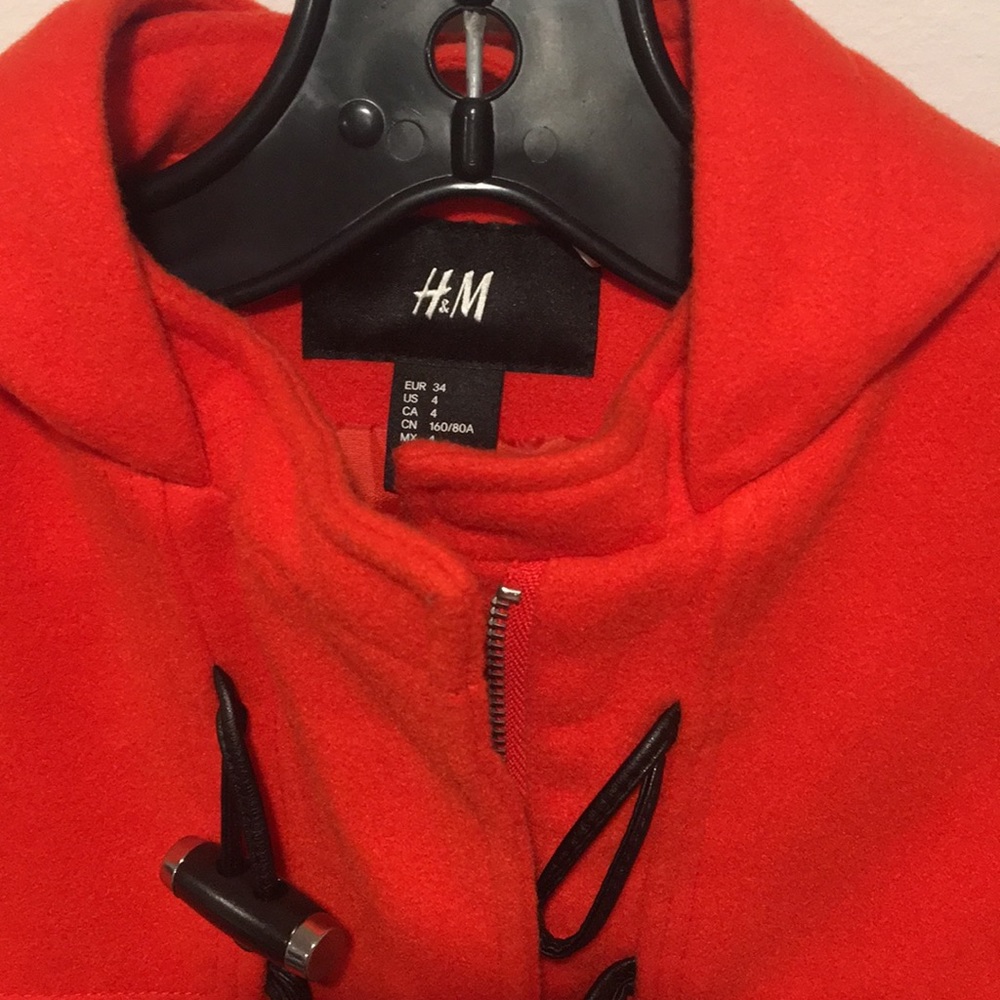 H&M Women’s Hooded RED Jacket Size 4 - Picture 7 of 11